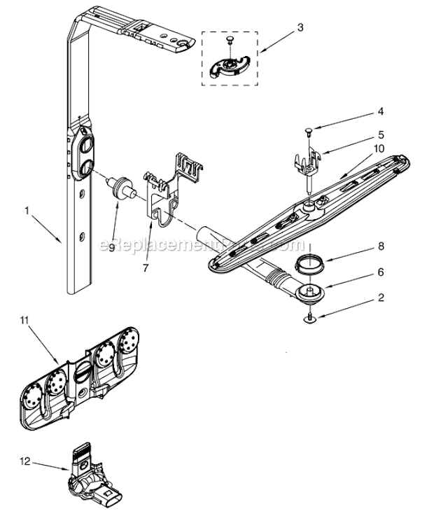 Upper_wash_and_rinse_parts Diagram and Parts List for KUDS03FTSS0 Stainless KitchenAid Miscellaneous