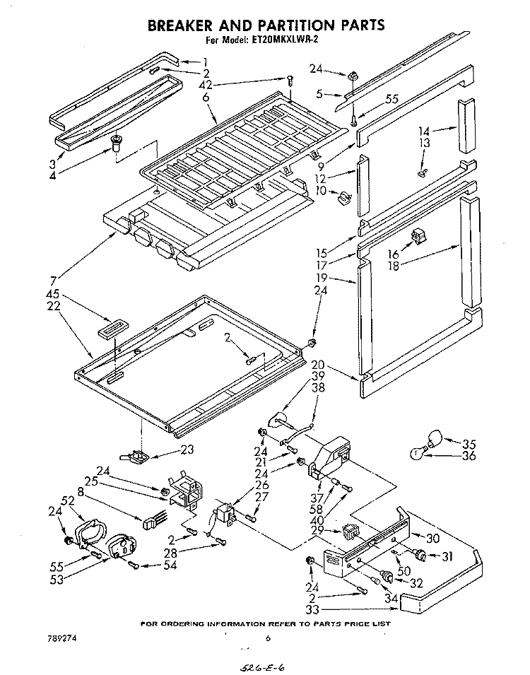 BREAKER AND PARTITION Diagram and Parts List for ET20MKXLWR2  Whirlpool Refrigerator