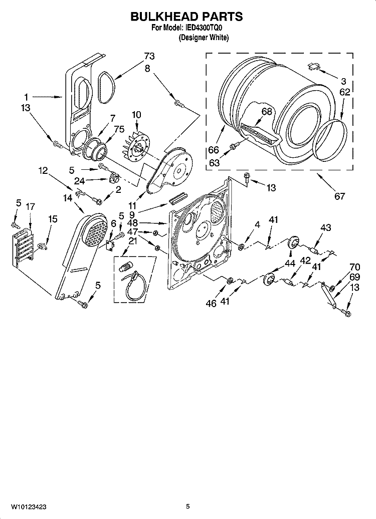 BULKHEAD PARTS, OPTIONAL PARTS (NOT INCLUDED) Diagram and Parts List for IED4300TQ0  Inglis Dryer