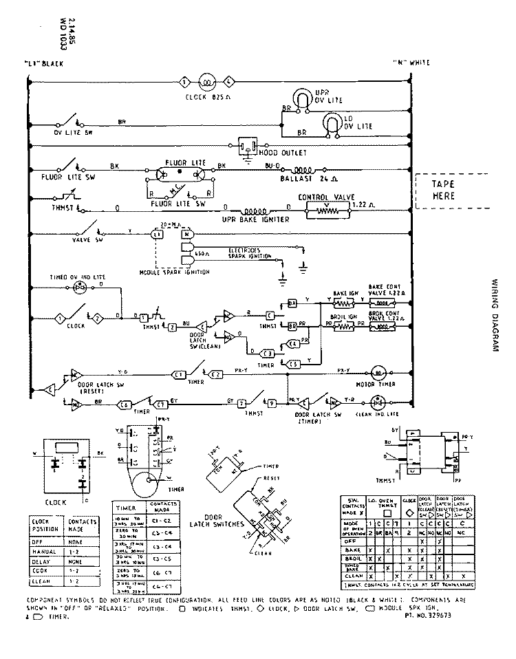 WIRING DIAGRAM Diagram and Parts List for 1885W1A  Roper Range