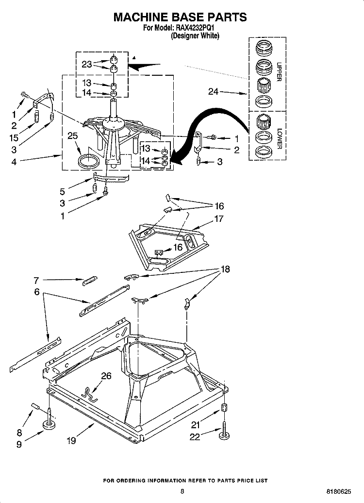 MACHINE BASE PARTS Diagram and Parts List for RAX4232PQ1  Roper Washer