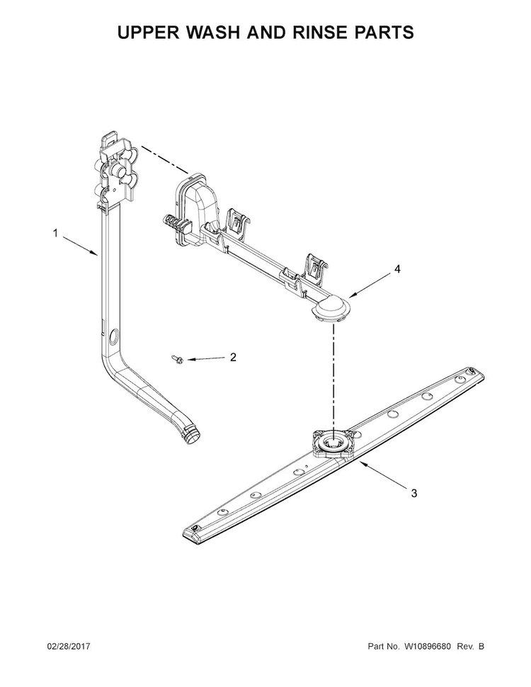 Upper Wash And Rinse Parts Diagram and Parts List for WDF110PABT5  Whirlpool Dishwasher
