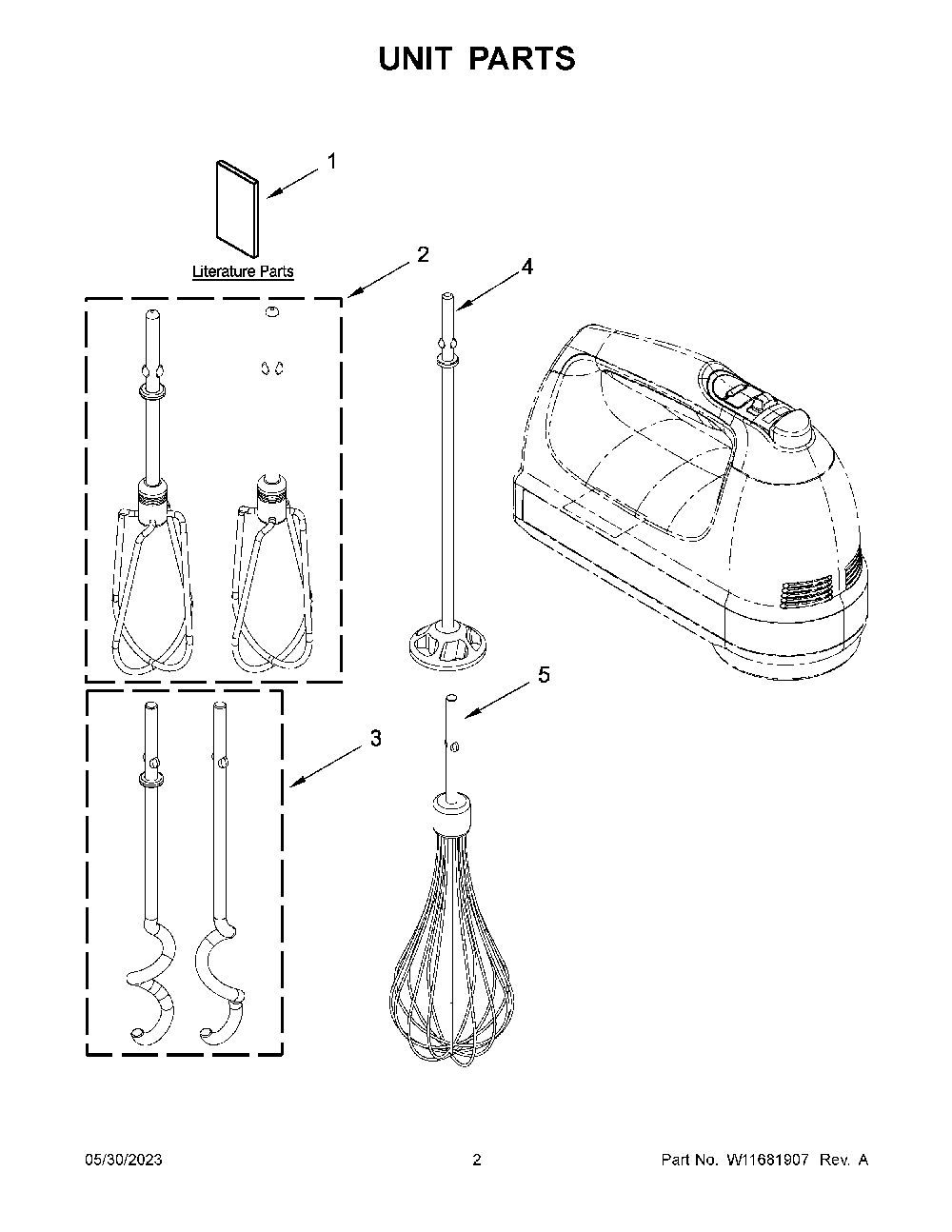 Unit Parts Diagram and Parts List for 5KHM926APT0  KitchenAid Mixer