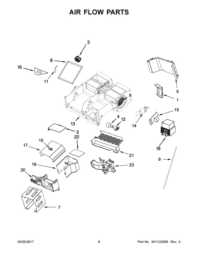 Air Flow Parts Diagram and Parts List for YKMHC319EBS0  KitchenAid Microwave