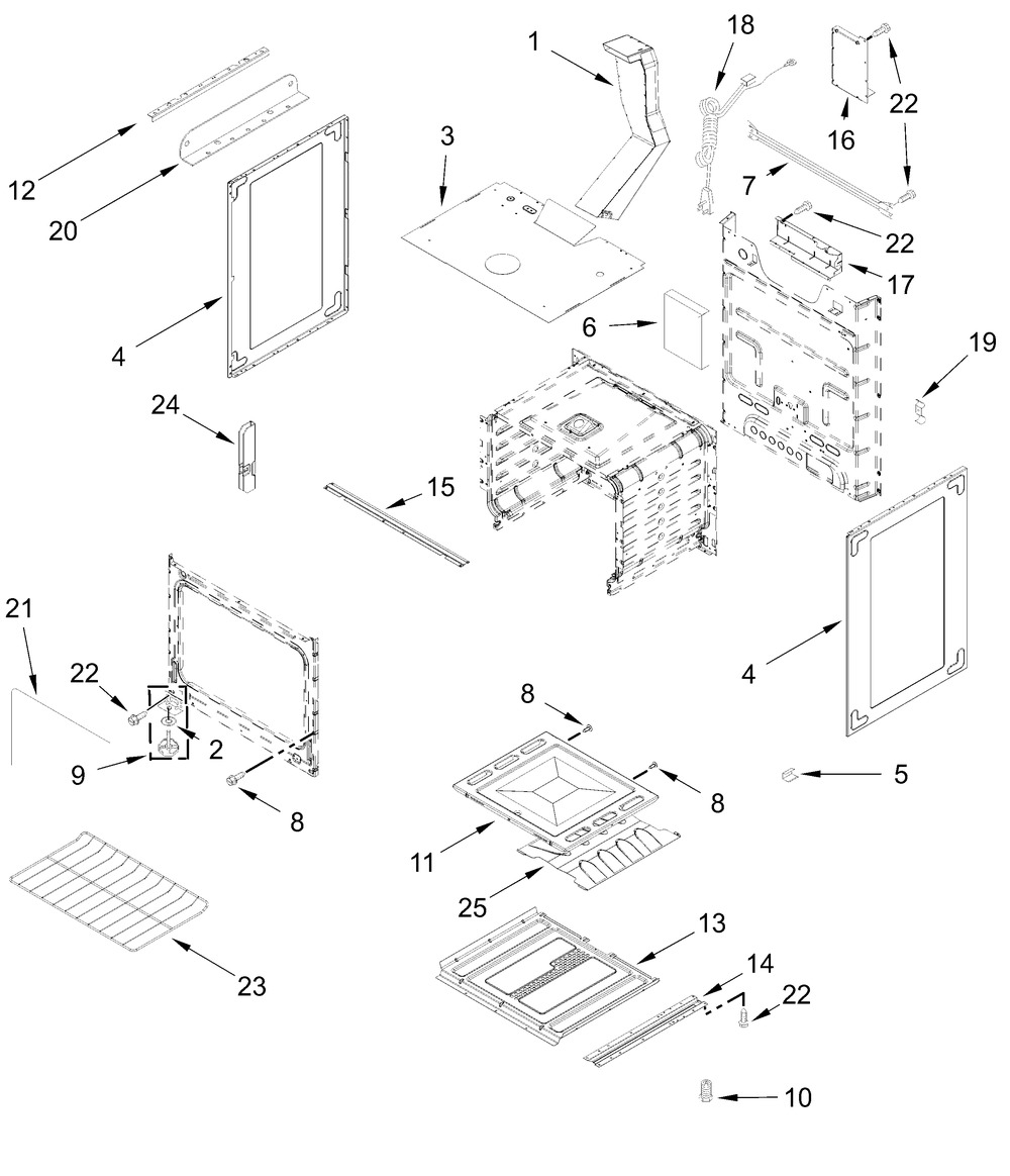 Chassis Parts Diagram and Parts List for VRGW3150RB0  Whirlpool Range
