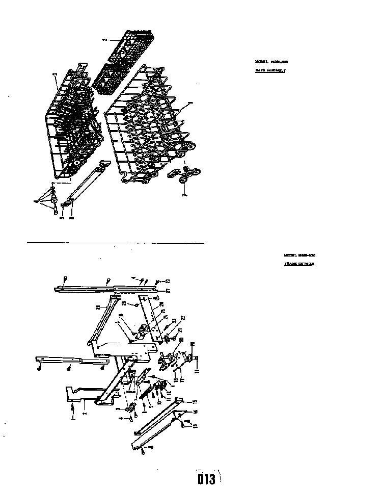 Rack Assembly Model 8508-h30 Diagram and Parts List for 8586H30  Roper Dishwasher