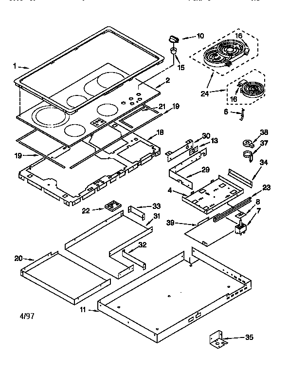 Cooktop Diagram and Parts List for KECC567BBS2  KitchenAid Cooktop