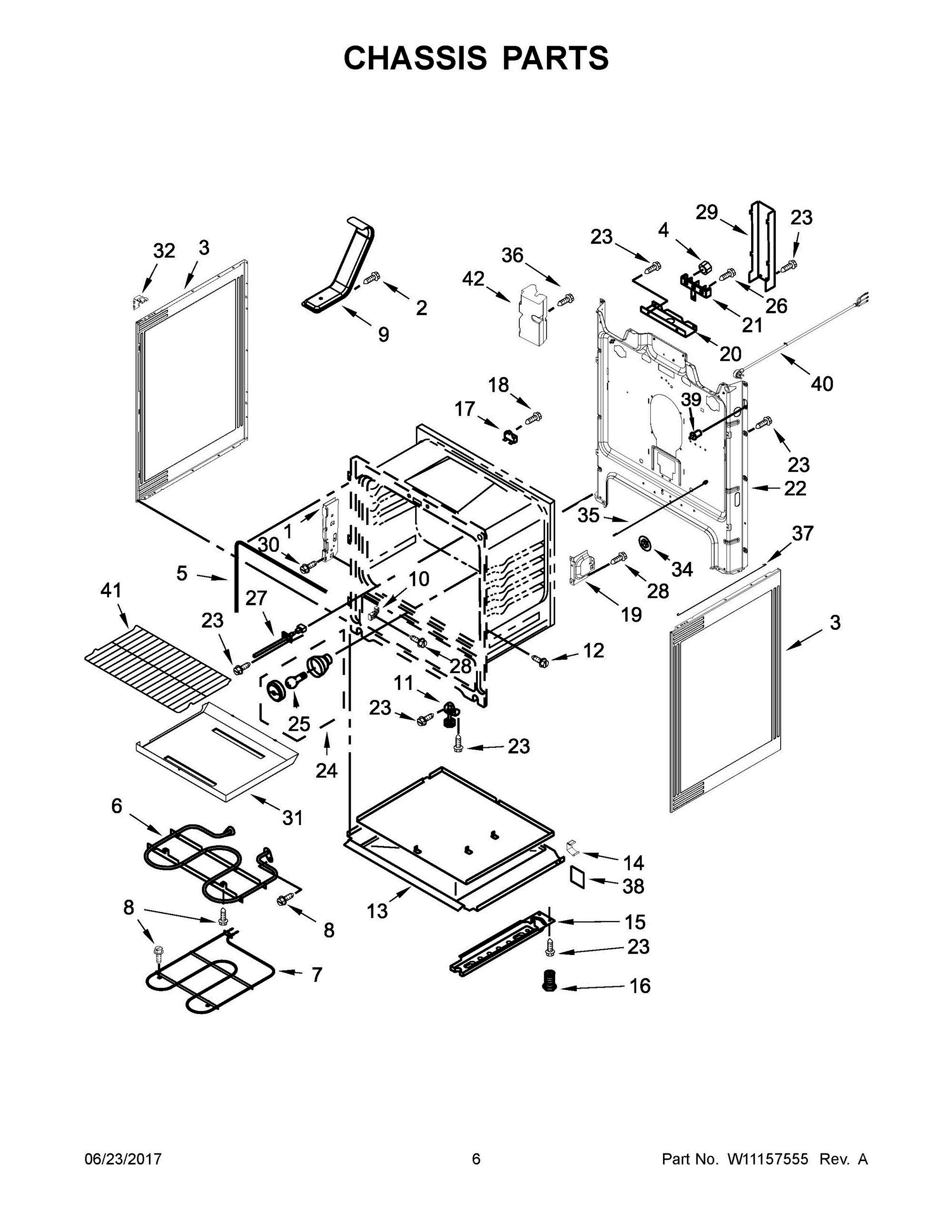 04 - CHASSIS PARTS Diagram and Parts List for YWFE330W0EW1  Whirlpool Range