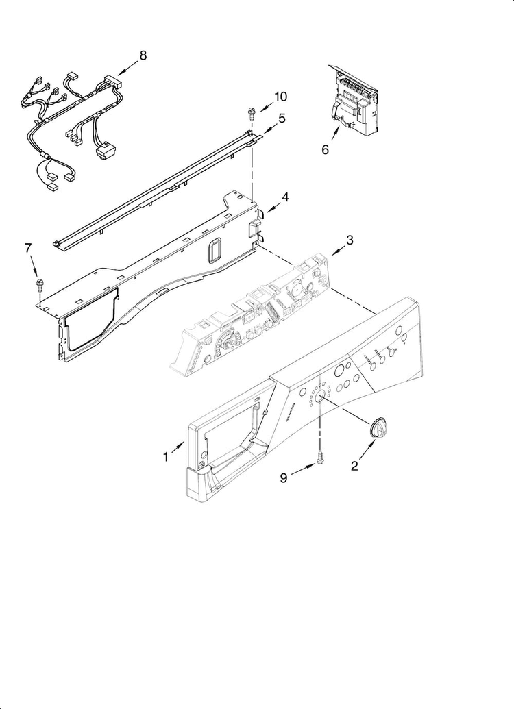 Control Panel Parts Diagram and Parts List for WFW8500SR00  Whirlpool Washer