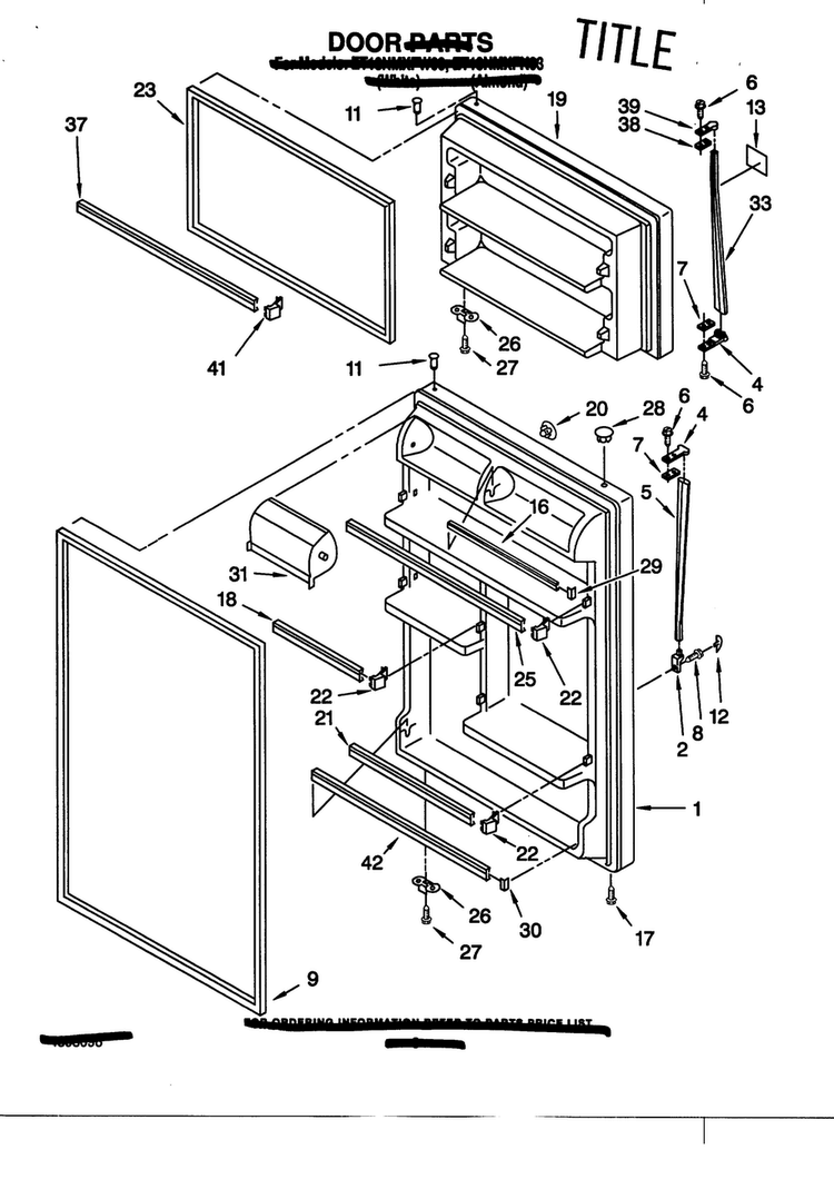 Door Diagram and Parts List for ET18NMFW03  Whirlpool Refrigerator
