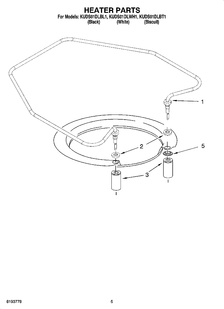 HEATER PARTS Diagram and Parts List for KUDS01DLBL1  KitchenAid Dishwasher
