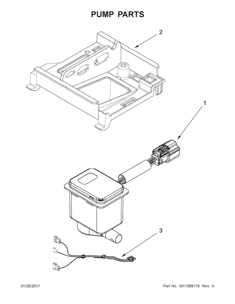 Pump Parts Diagram and Parts List for KUID308ESS2  KitchenAid Ice Maker