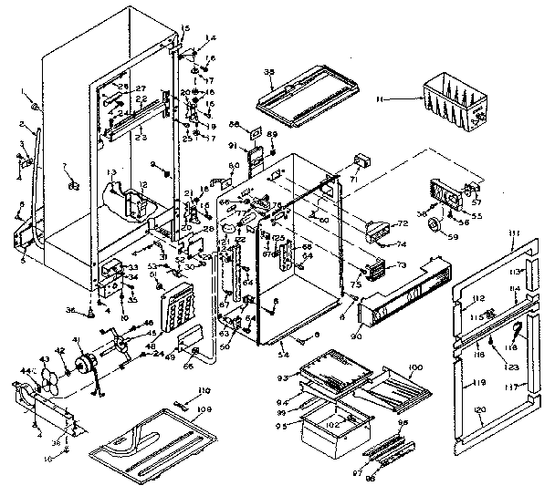 Refrigerator Cabinet Parts Diagram and Parts List for 106U14E1  Kenmore Refrigerator