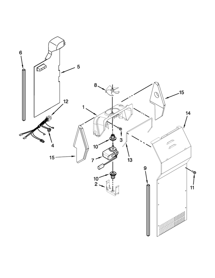 Air Flow Parts Diagram and Parts List for 7WRS22FDBF00  Whirlpool Refrigerator