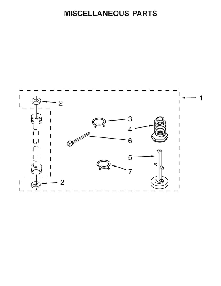 Miscellaneous Parts Diagram and Parts List for WET4024EW0  Whirlpool Washer Dryer Combo