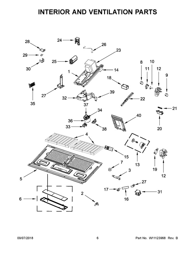Interior And Ventilation Parts Diagram and Parts List for KMHP519ESS1  KitchenAid Microwave