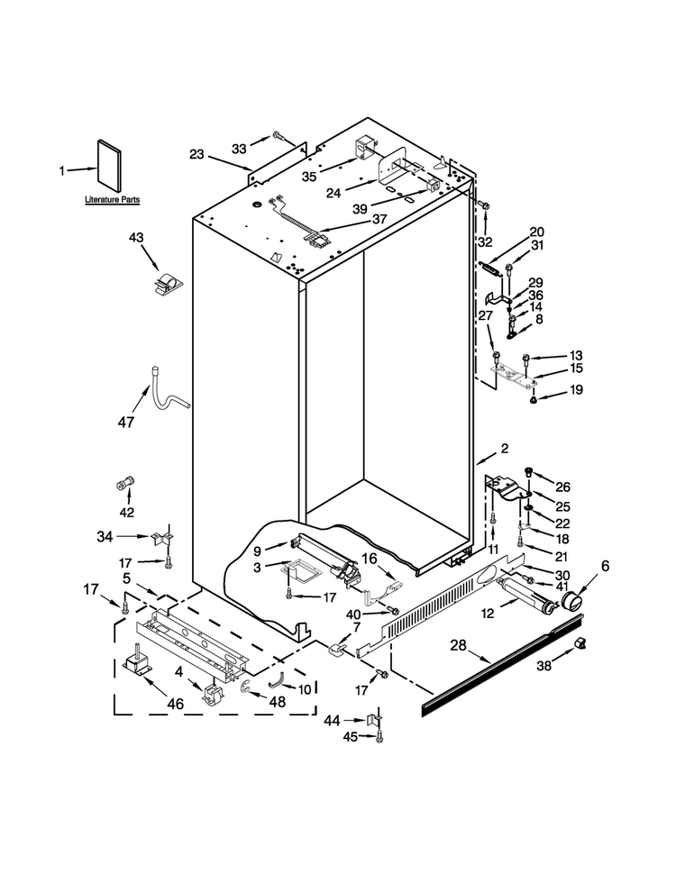 Cabinet Parts Diagram and Parts List for KBSD502ESS00  KitchenAid Refrigerator