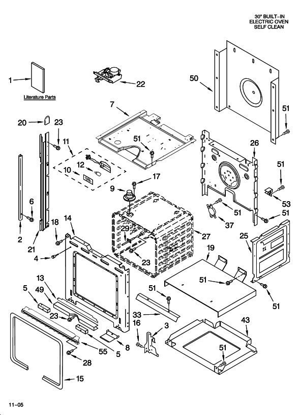 Diagram 1 Diagram and Parts List for KEBC177KSS05  KitchenAid Wall Oven