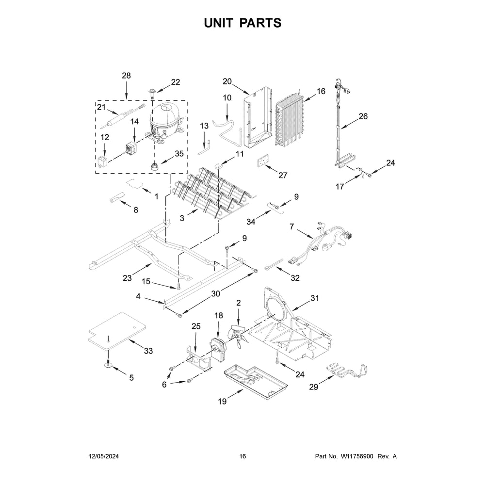Unit Parts Diagram and Parts List for WRS312SNHB07  Whirlpool Refrigerator