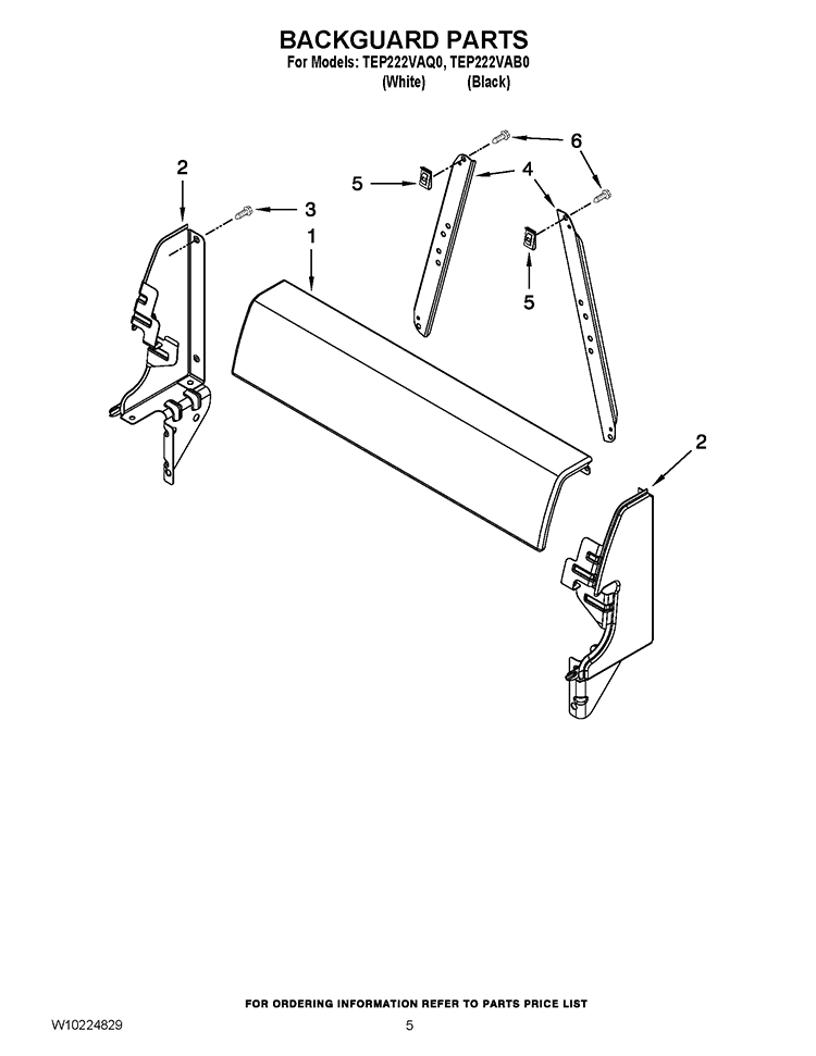 BACKGUARD PARTS Diagram and Parts List for TEP222VAQ0  Estate Range