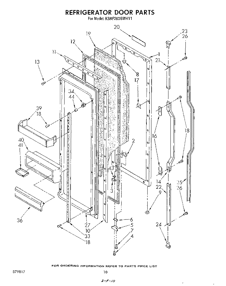 REFRIGERATOR DOOR Diagram and Parts List for KSRF26DSWHY1  KitchenAid Refrigerator