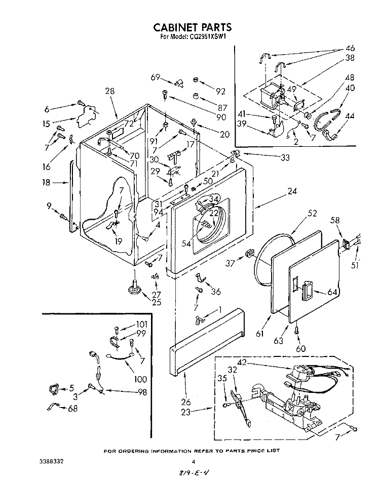 CABINET Diagram and Parts List for CG2951XSW1  Whirlpool Dryer