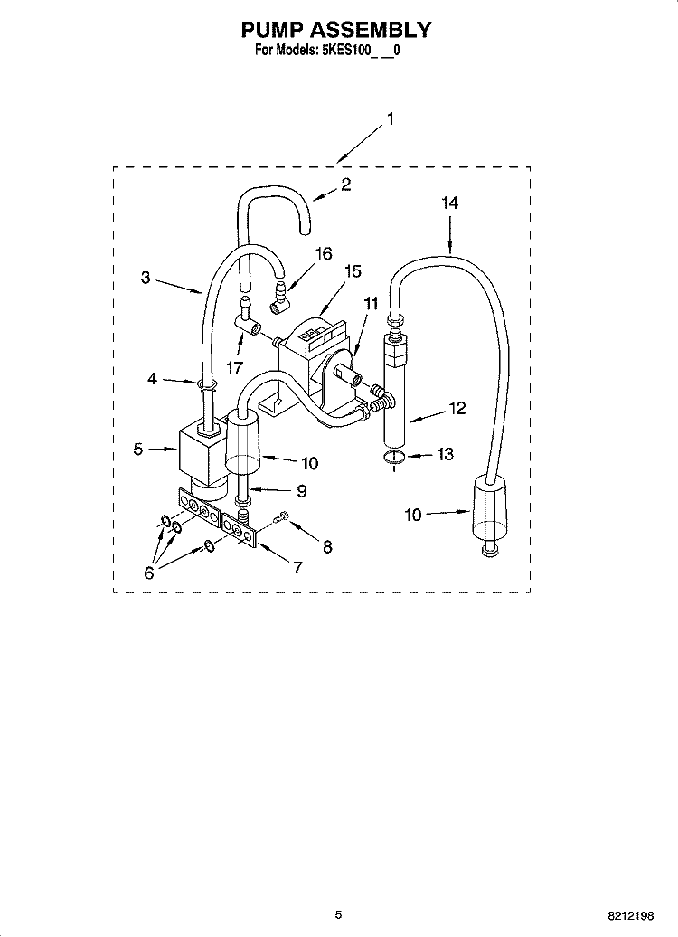 PUMP ASSEMBLY Diagram and Parts List for 5KES100SOB0  KitchenAid Coffee Maker