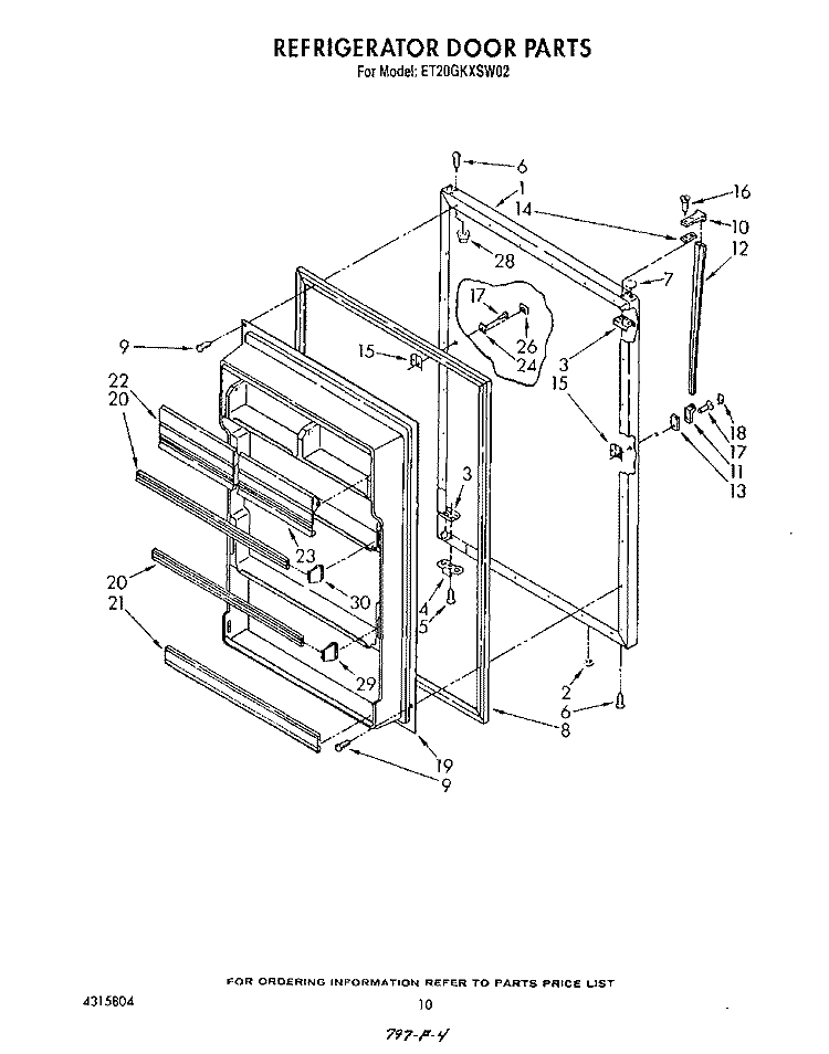 REFRIGERATOR DOOR , LIT/OPTIONAL Diagram and Parts List for ET20GKXSW02  Whirlpool Refrigerator