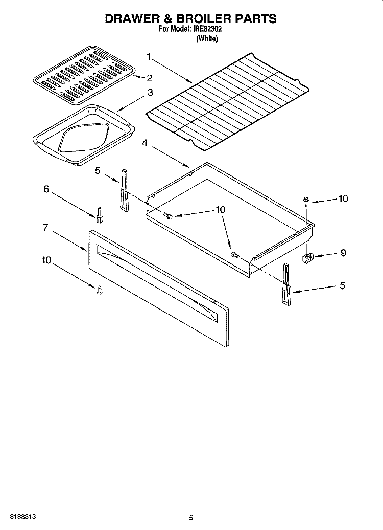 DRAWER & BROILER PARTS Diagram and Parts List for IRE82302  Inglis Range