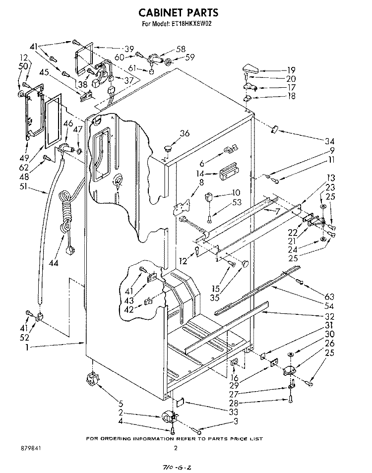 CABINET Diagram and Parts List for ET18HKXSW02  Whirlpool Refrigerator