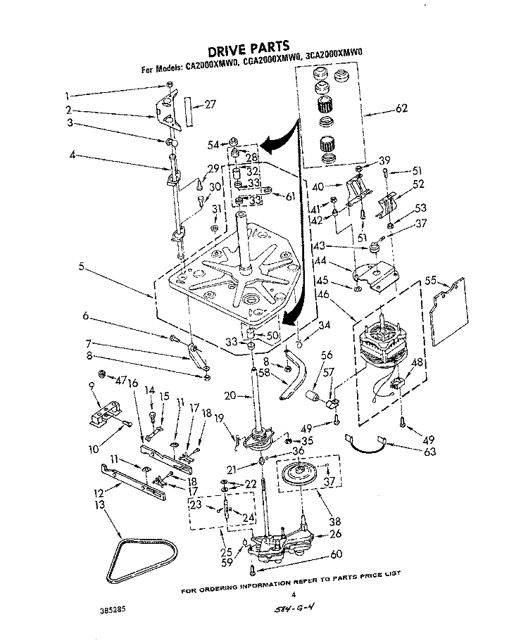 DRIVE Diagram and Parts List for 3CA2000XMW0  Whirlpool Washer