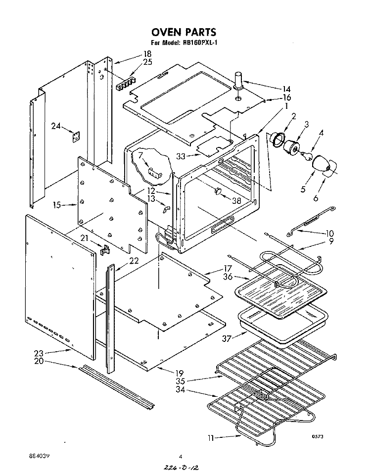 SECTION Diagram and Parts List for RB160PXL1  Whirlpool Wall Oven