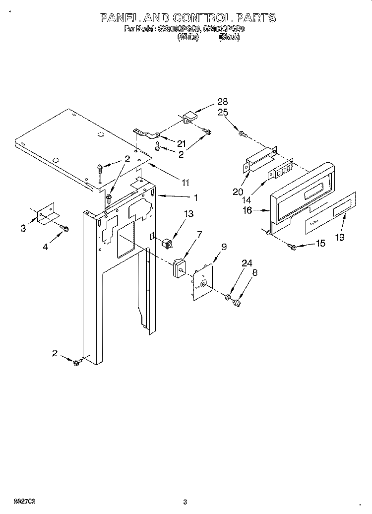 PANEL AND CONTROL Diagram and Parts List for GX900QPGQ0  Whirlpool Trash Compactor