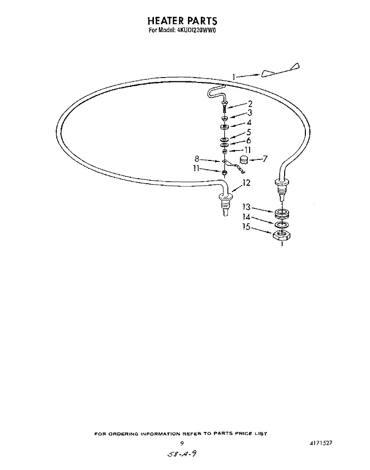 HEATER Diagram and Parts List for 4KUDI220WW0  KitchenAid Dishwasher