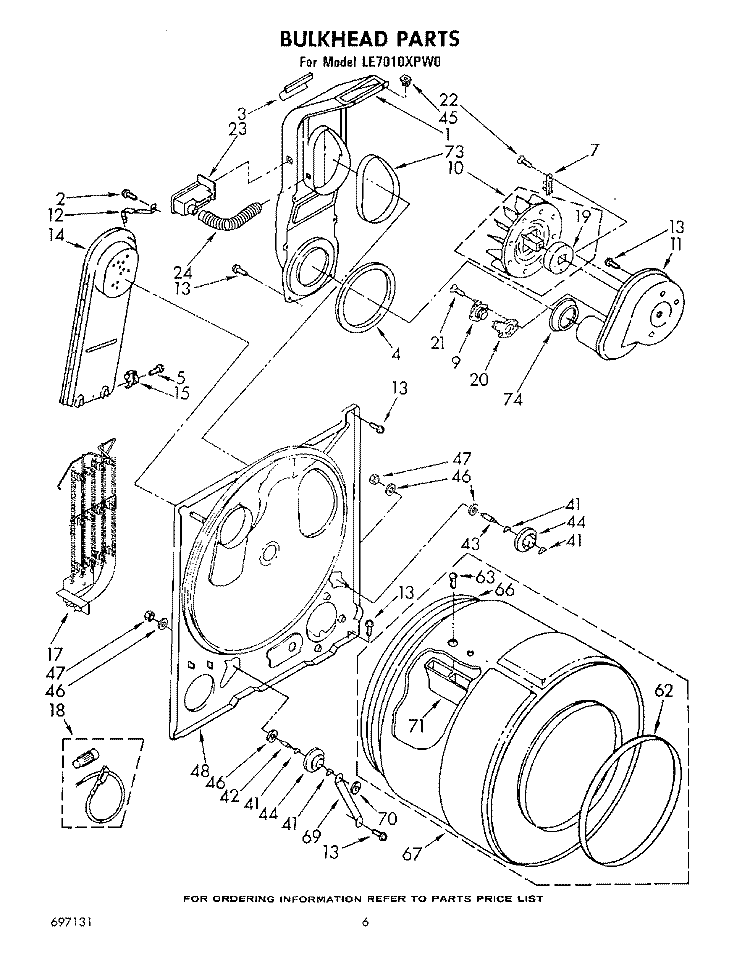 SECTION Diagram and Parts List for LE7010XPW0  Whirlpool Dryer