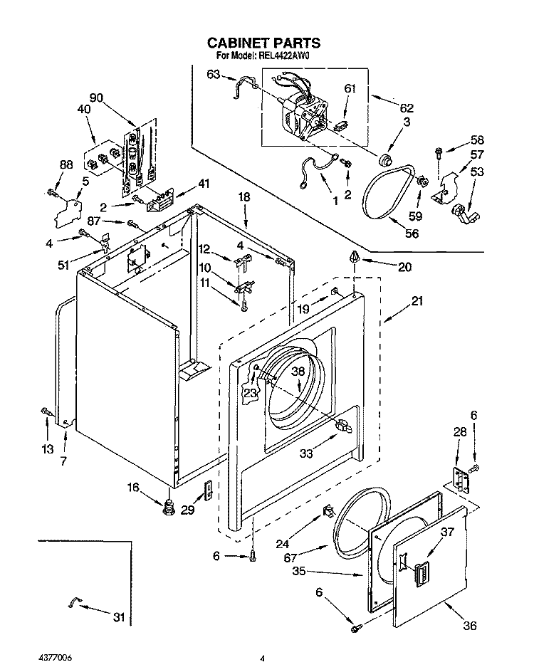 SECTION Diagram and Parts List for REL4422AW0  Roper Dryer
