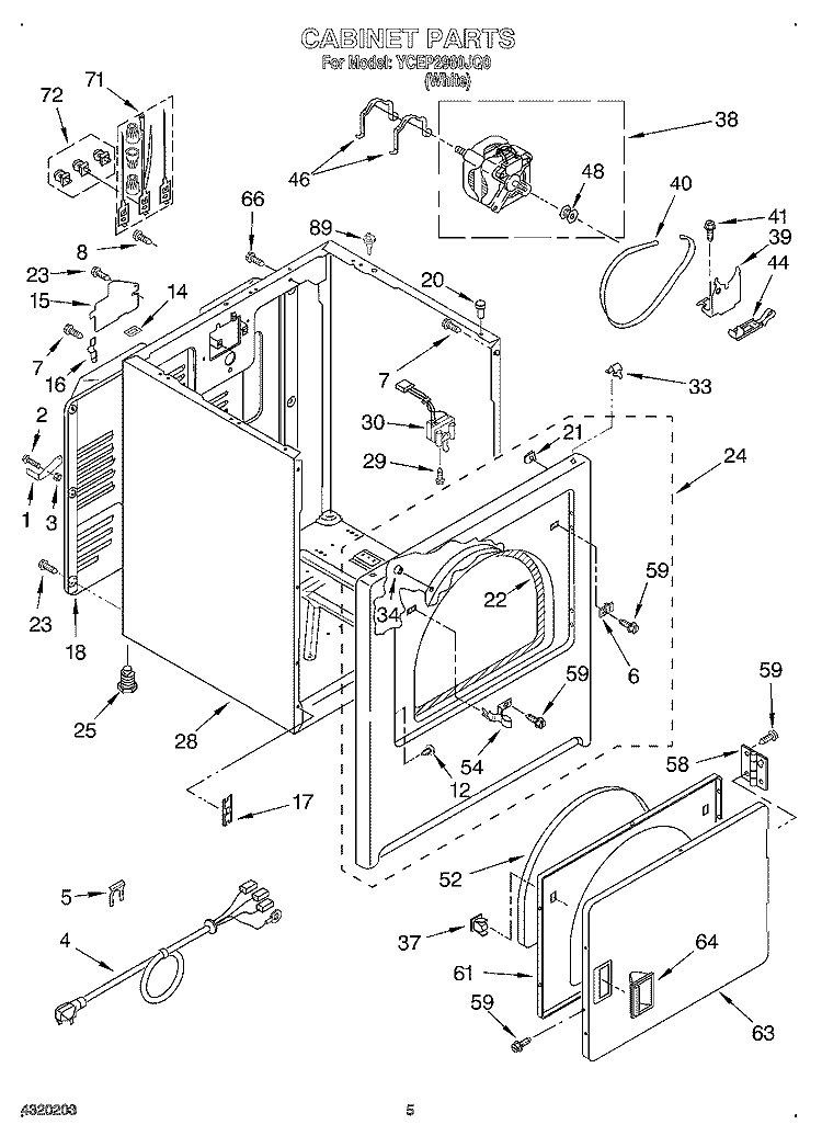 SECTION Diagram and Parts List for YCEP2960JQ0  Whirlpool Dryer