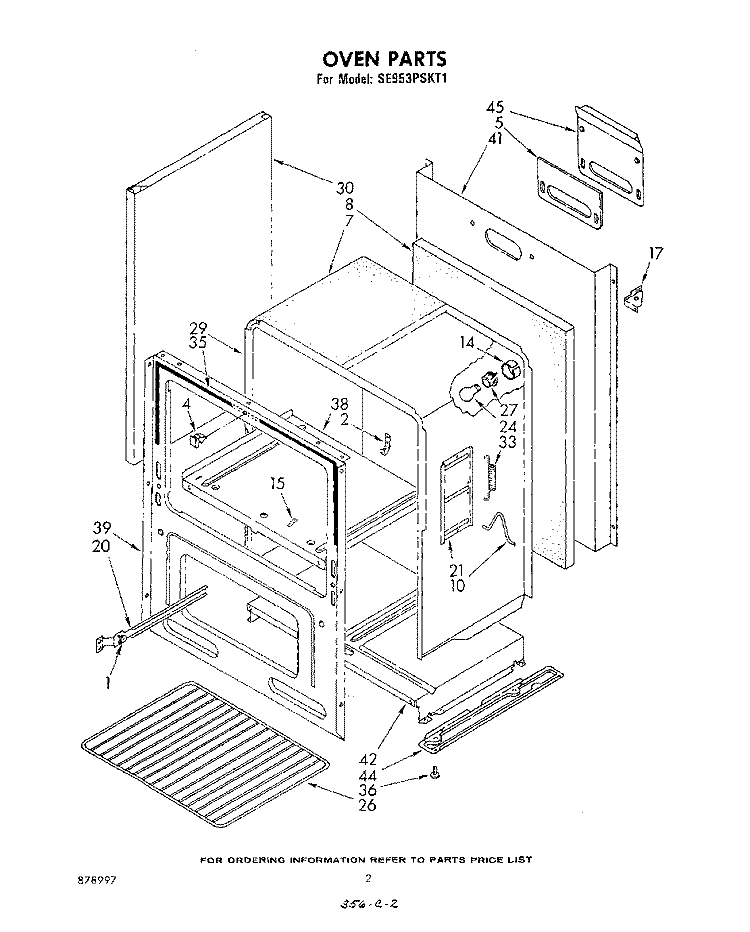 OVEN , LITERATURE AND OPTIONAL Diagram and Parts List for SE953PSKT1  Whirlpool Range