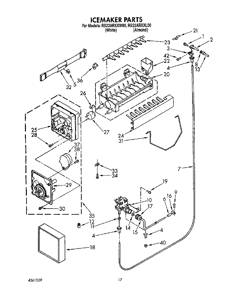 ICEMAKER, LIT/OPTIONAL Diagram and Parts List for RS22ARXXW00  Roper Refrigerator