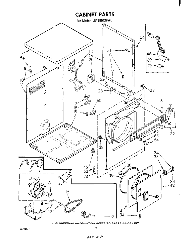 SECTION Diagram and Parts List for LE4905XMW0  Whirlpool Dryer