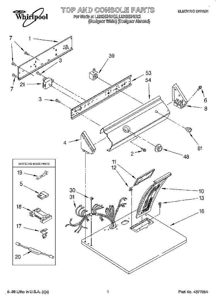 SECTION Diagram and Parts List for LER3624DQ2  Whirlpool Dryer