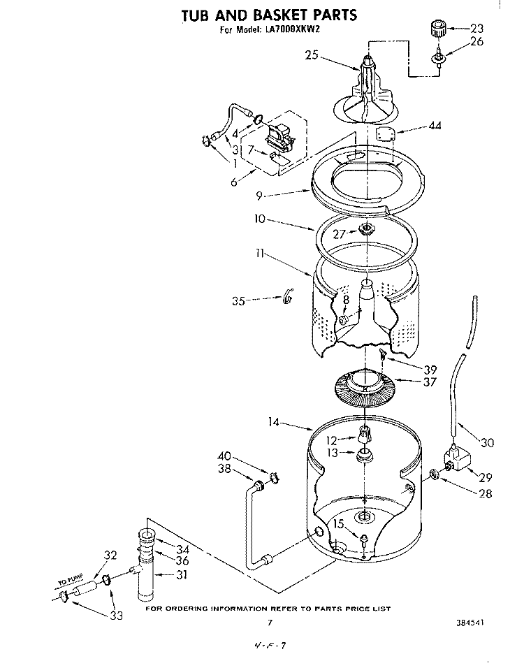 TUB AND BASKET Diagram and Parts List for LA7000XKW2  Whirlpool Washer