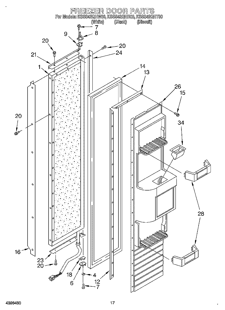 FREEZER DOOR Diagram and Parts List for KSSS42QHB00  KitchenAid Refrigerator
