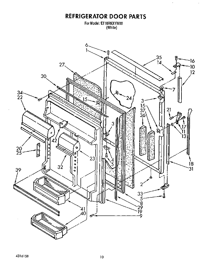REFRIGERATOR DOOR Diagram and Parts List for RT18RKXYW00  Whirlpool Refrigerator