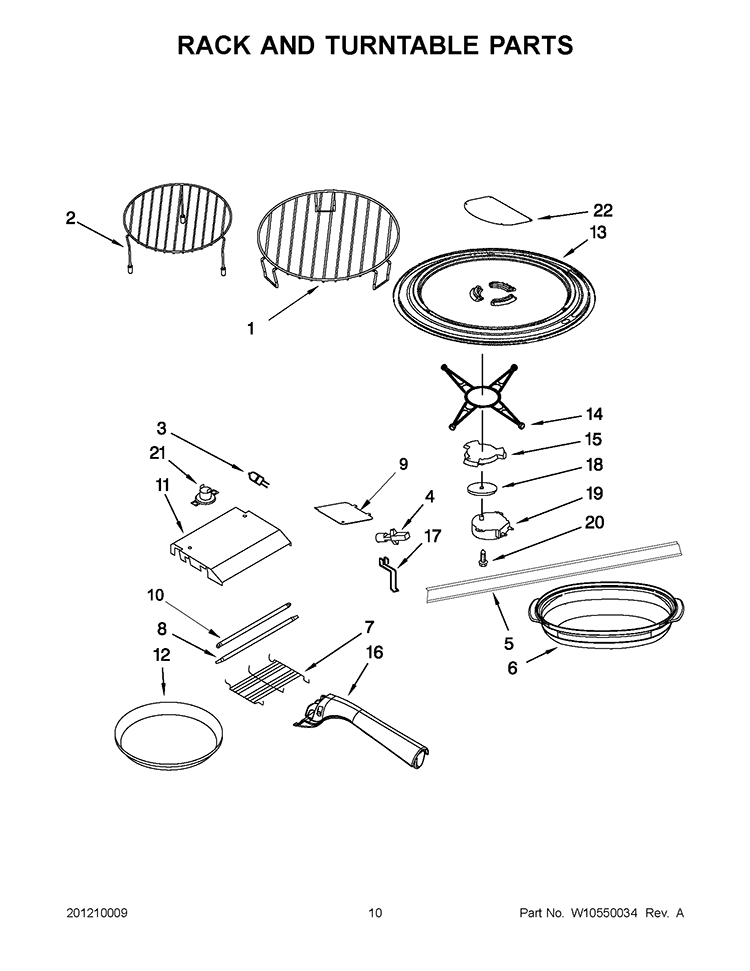 RACK AND TURNTABLE PARTS Diagram and Parts List for KHHC2090SSS3  KitchenAid Microwave