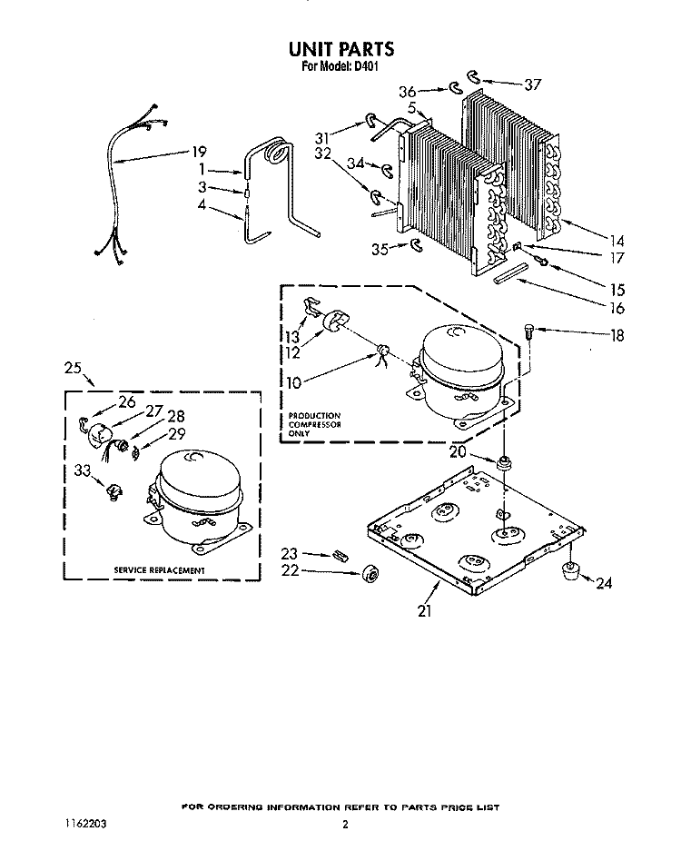SECTION Diagram and Parts List for D401  Whirlpool Dehumidifier