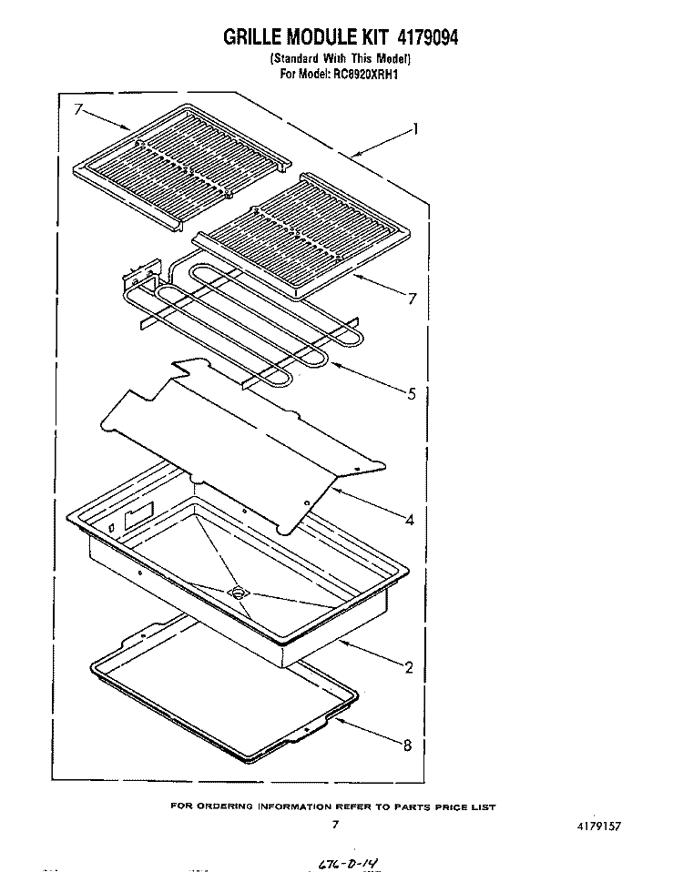 GRILLE KIT 4179094 Diagram and Parts List for RC8920XRH1  Whirlpool Cooktop
