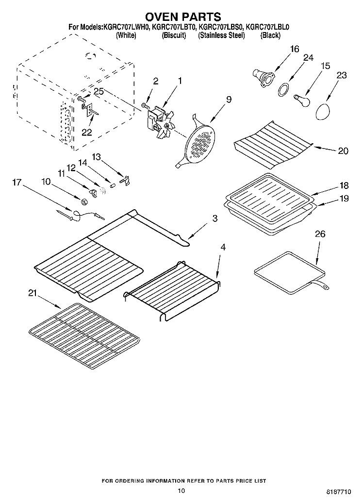 OVEN PARTS Diagram and Parts List for KGRC707LBL0  KitchenAid Range