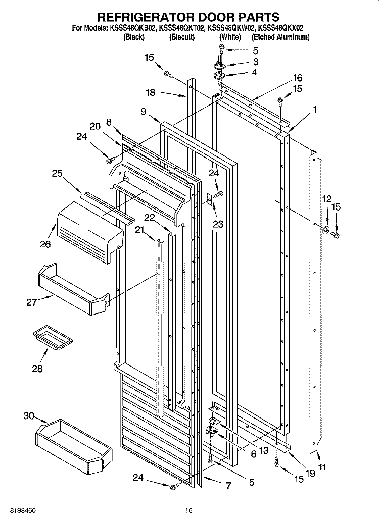 REFRIGERATOR DOOR PARTS Diagram and Parts List for KSSS48QKT02  KitchenAid Refrigerator