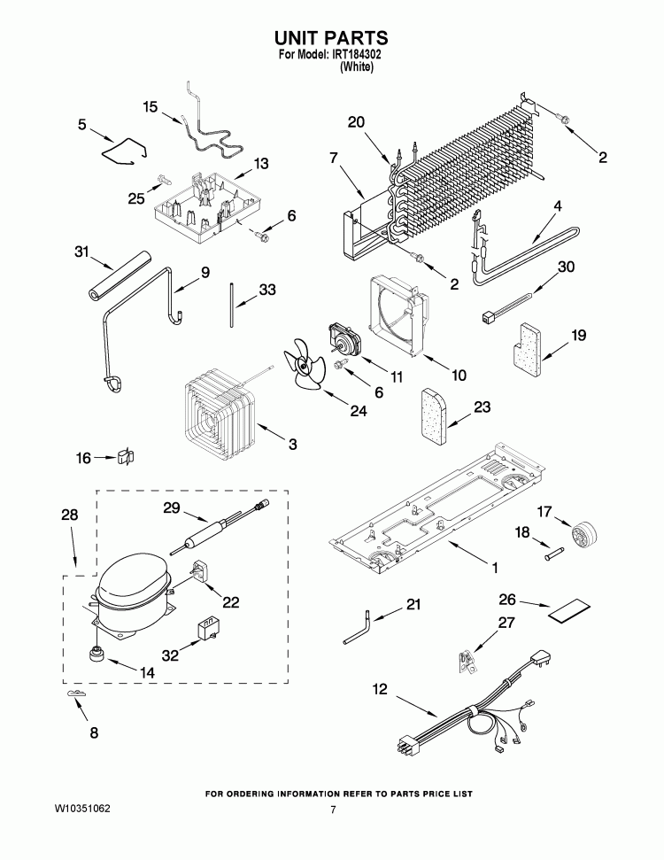 UNIT PARTS Diagram and Parts List for IRT184302  Inglis Refrigerator